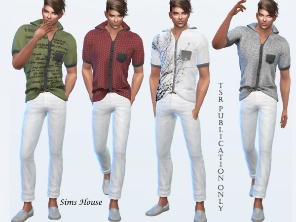 The Sims Resource Mens Short Sleeve Shirt Tucked In Front By Sims