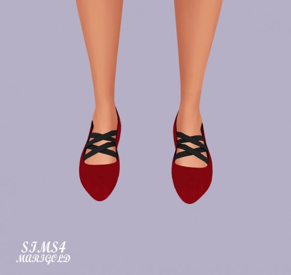  SIMS4 Marigold: Basic Flat Shoes With X Strap