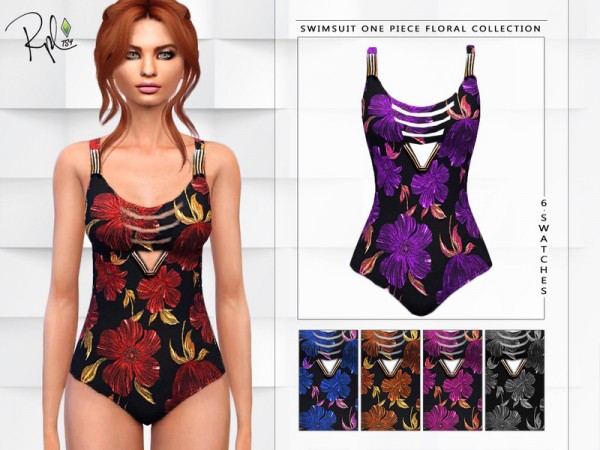  The Sims Resource: Swimsuit One Piece Floral Collection by RobertaPLobo