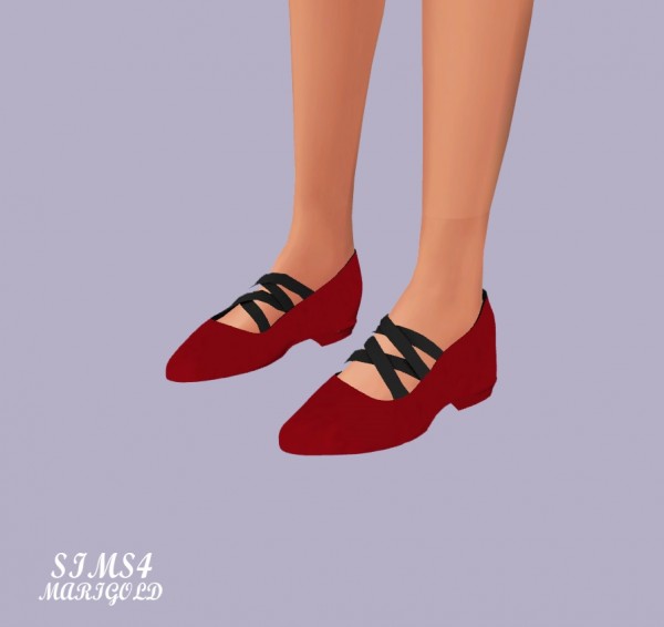  SIMS4 Marigold: Basic Flat Shoes With X Strap
