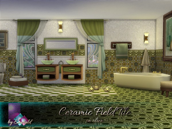  The Sims Resource: Ceramic Field Tile in olive by emerald