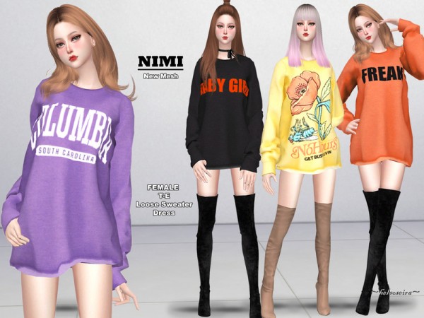  The Sims Resource: NIMI   Sweater Dress by Helsoseira