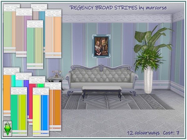  The Sims Resource: Regency Broad Stripes Walls by marcorse