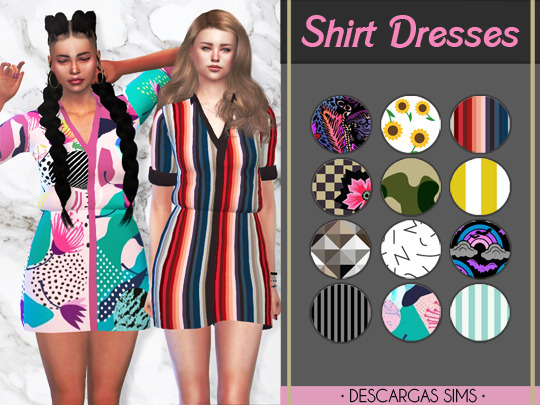  Descargas Sims: Shirt Dresses