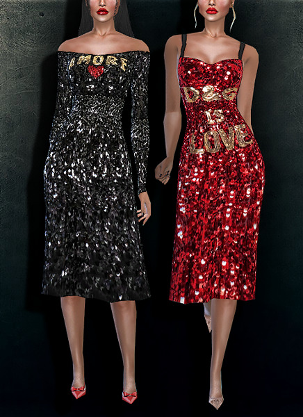  Seductive Sims: Sequined Midi Dresses