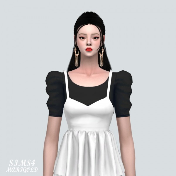  SIMS4 Marigold: Star Pearl Ring Earring With Vertical Pearl