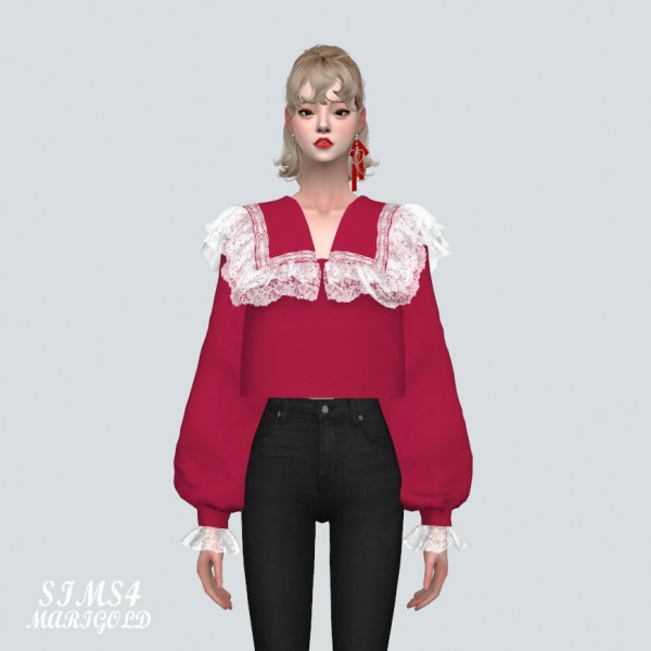  SIMS4 Marigold: Lovely Frill Lace Blouse