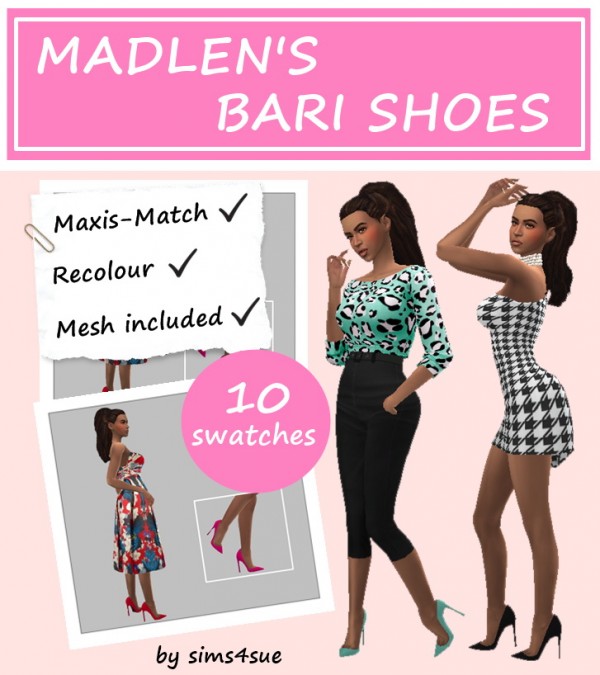  Sims 4 Sue: Madlen`s Bari shoes recolored