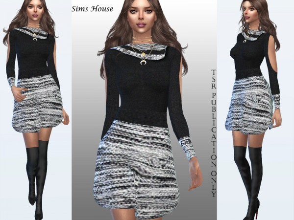  The Sims Resource: Dress of cuts on sleeves by Sims House