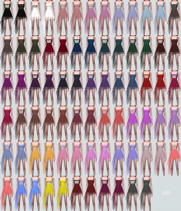 SIMS4 Marigold: Lily Asymmetric Mini Dress See Through V