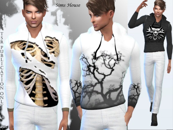  The Sims Resource: Mens Hooded Party Sweater by Sims House