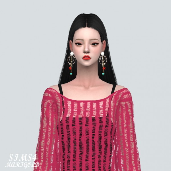  SIMS4 Marigold: Heart Sea Earring With Ring