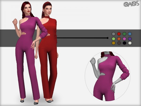  The Sims Resource: Cut Out One Sleeve Jumpsuit by OranosTR