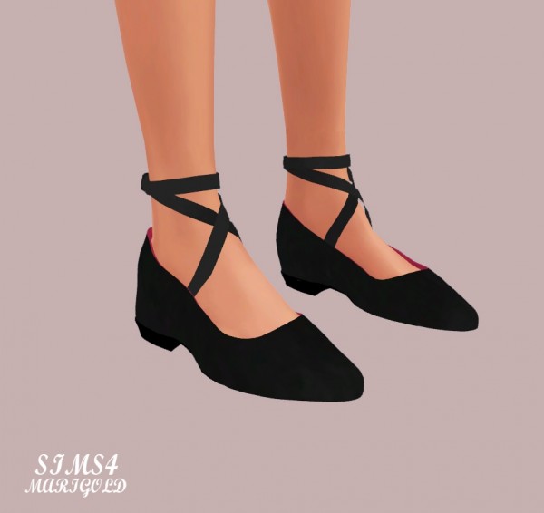  SIMS4 Marigold: Basic Flat Shoes With X Strap High V