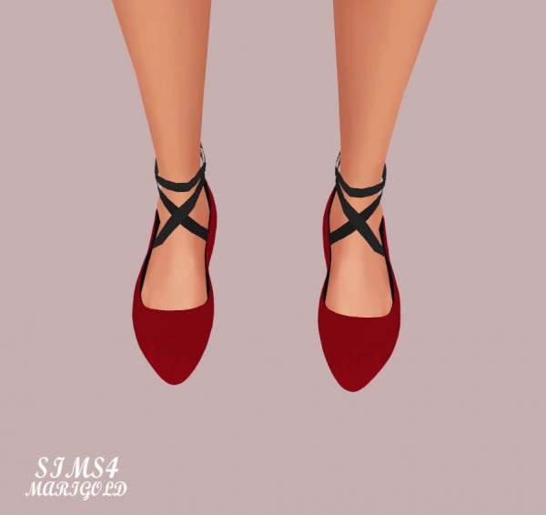  SIMS4 Marigold: Basic Flat Shoes With X Strap High V