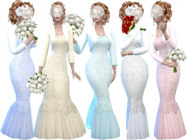  The Sims Resource: Lace and silk wedding dress by TrudieOpp