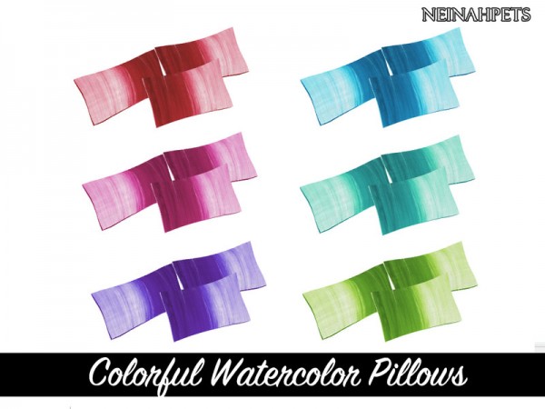  The Sims Resource: Colorful Watercolor Bedding Collection by neinahpets