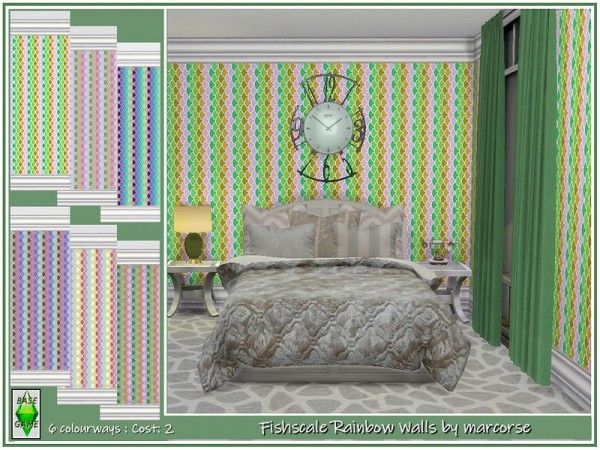  The Sims Resource: Fishscale Rainbow Walls by marcorse