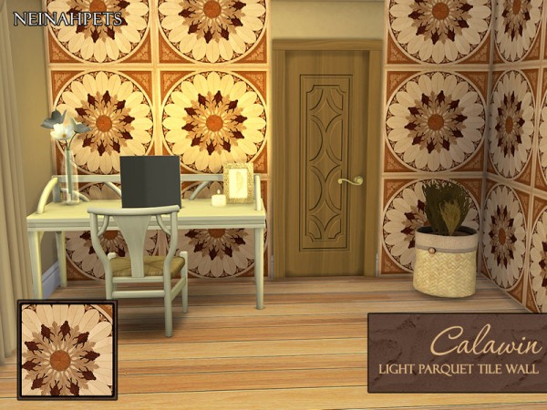  The Sims Resource: Calawin Light Parquet Tile Wall by neinahpets