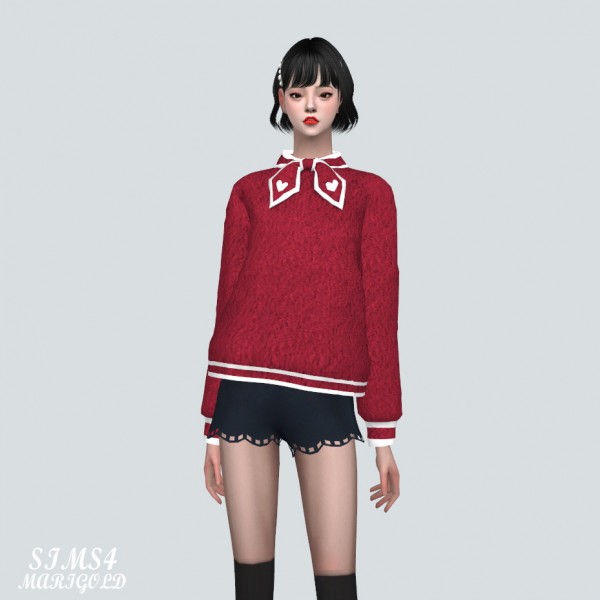  Sims4 Fashion Diva: Heart Mini Scarf Sweater