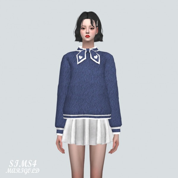Sims4 Fashion Diva: Heart Mini Scarf Sweater • Sims 4 Downloads