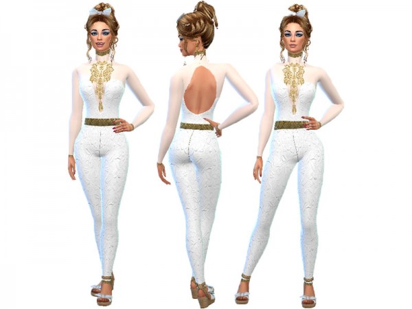  The Sims Resource: Gold lace wedding suit by TrudieOpp