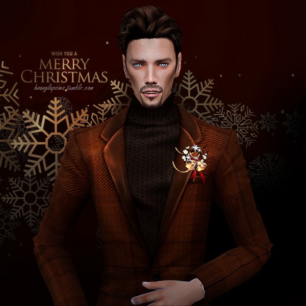 Hoanglap Sims: Xmas gift set   Turtle neck suit & 2 Garland brooches