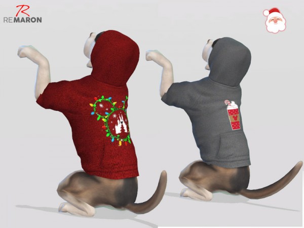  The Sims Resource: Hoodie for small dogs Xmas by remaron