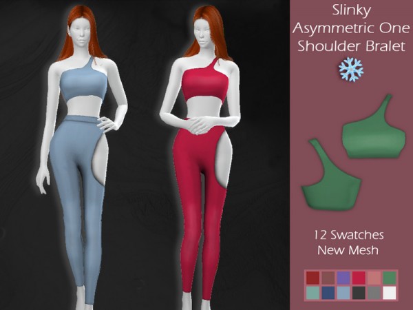  The Sims Resource: Slinky Asymmetric One Shoulder Bralet by Lisaminicatsims