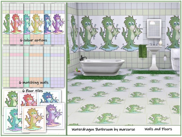  The Sims Resource: Waterdragon Bathroom   Walls and Floors by marcorse