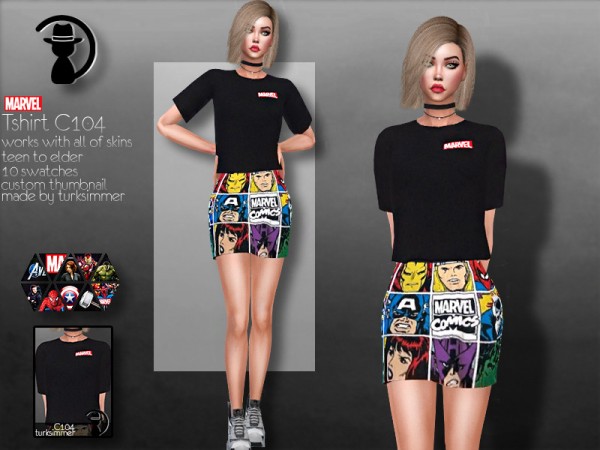  The Sims Resource: Marvel Tshirt C104 by turksimmer