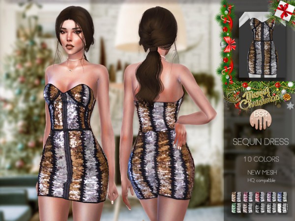  The Sims Resource: Sequin Dress BD164 by busra tr