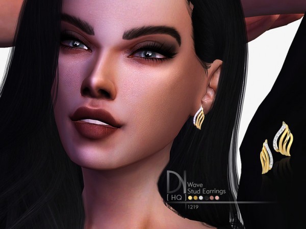  The Sims Resource: Wave Stud Earrings by DarkNighTt