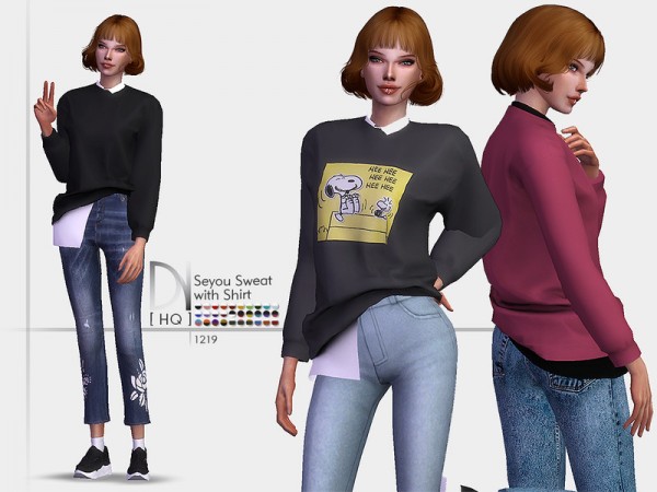  The Sims Resource: Seyou Sweat with Shirt by DarkNighTt
