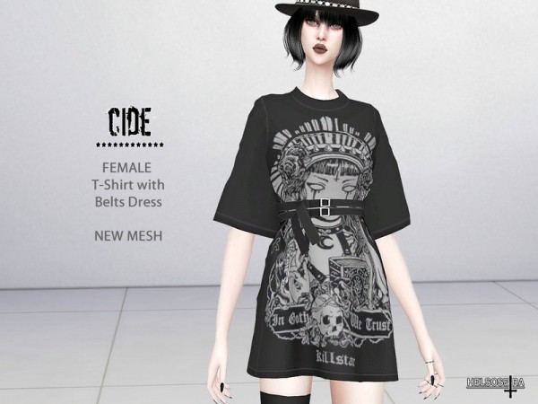  The Sims Resource: CIDE   T Shirt Dress by Helsoseira