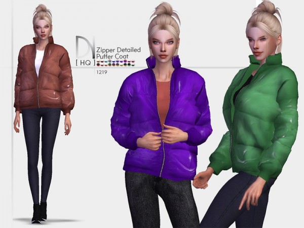  The Sims Resource: Zipper Detailed Puffer Coat by  DarkNighTt