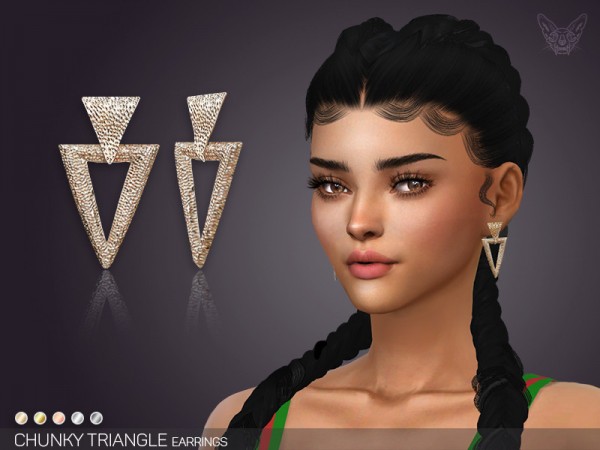  The Sims Resource: Chunky Triangle Earrings by feyona
