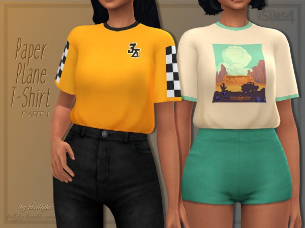  The Sims Resource: Paper Plane T Shirt (Part 1) by Trillyke