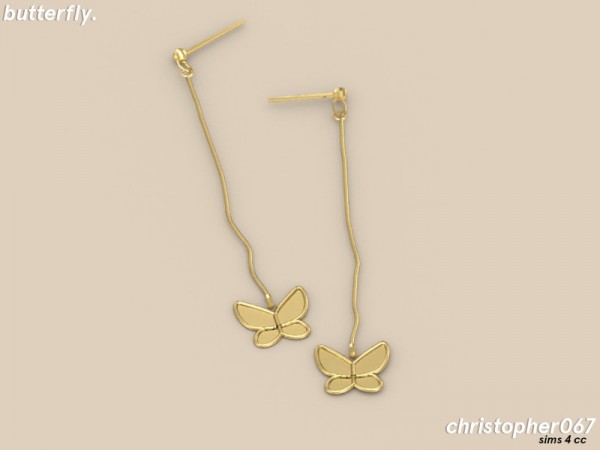  The Sims Resource: Butterfly Earrings by Christopher067