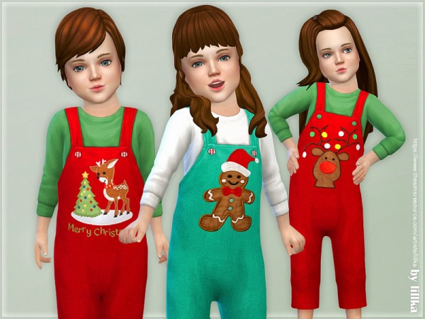  The Sims Resource: Christmas Overall for Toddler 02 by lillka