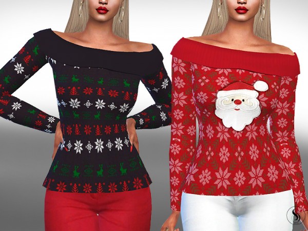  The Sims Resource: Santa XMas Pullovers by Saliwa