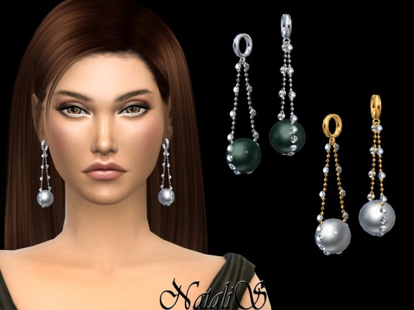  The Sims Resource: Dangling pearl earrings by NataliS