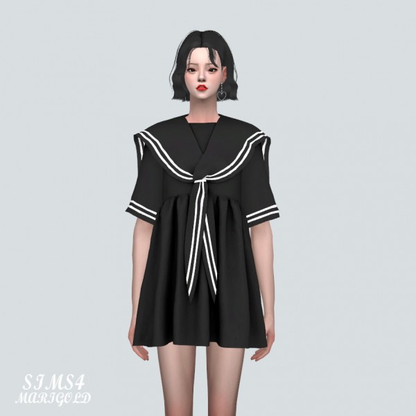  SIMS4 Marigold: Sailor Scarf Mini Dress