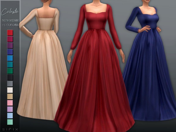  The Sims Resource: Celeste Gown by Sifix