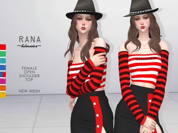  The Sims Resource: RANA   Open Shoulder Top by Helsoseira