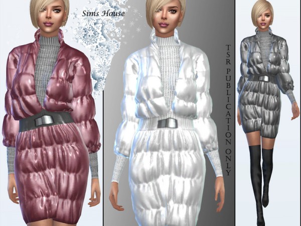  The Sims Resource: Elegant womens down jacket metallic by Sims House