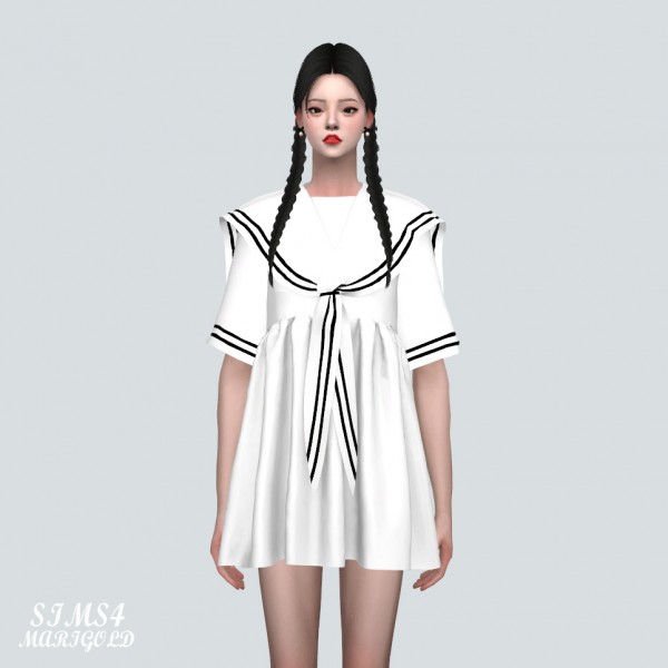  SIMS4 Marigold: Sailor Scarf Mini Dress