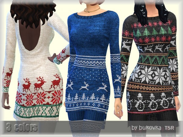  The Sims Resource: Christmas Dress by bukovka