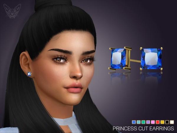  The Sims Resource: Princess Cut Crystal Earrings byfeyona