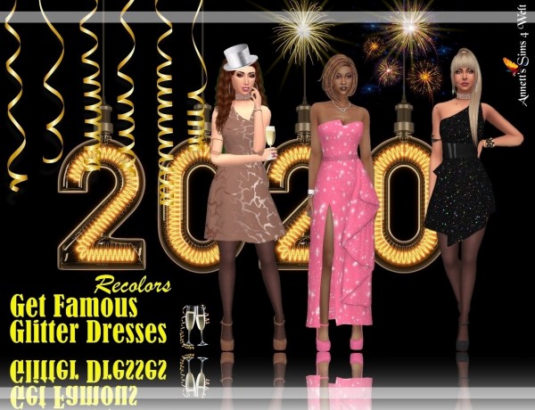  Annett`s Sims 4 Welt: Get Famous Glitter Dress Recolors